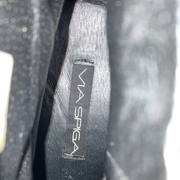Via Spiga Italian Jet Black Leather Ankle Boots 13M - Picture 2 of 3